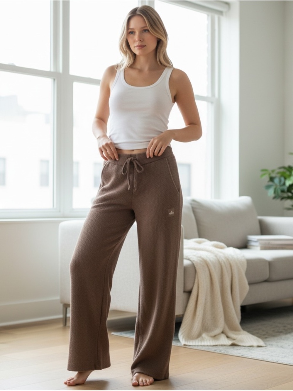 ALO Snuggle Up Sweater High Waist Wide Leg Pants  in size M - Limited